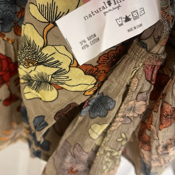 NWT Natural Life Heidi Mini Dress in Tan Cream Floral - Picture 7 of 7